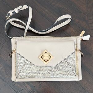 Dune London Ivory & Snake Skin Clutch with Crossbody Strap